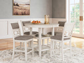 Prime Furniture - Ashley Furniture - Erinberg Dining Room - DRM Counter Table Set (5/CN) / Antique White - D423-223